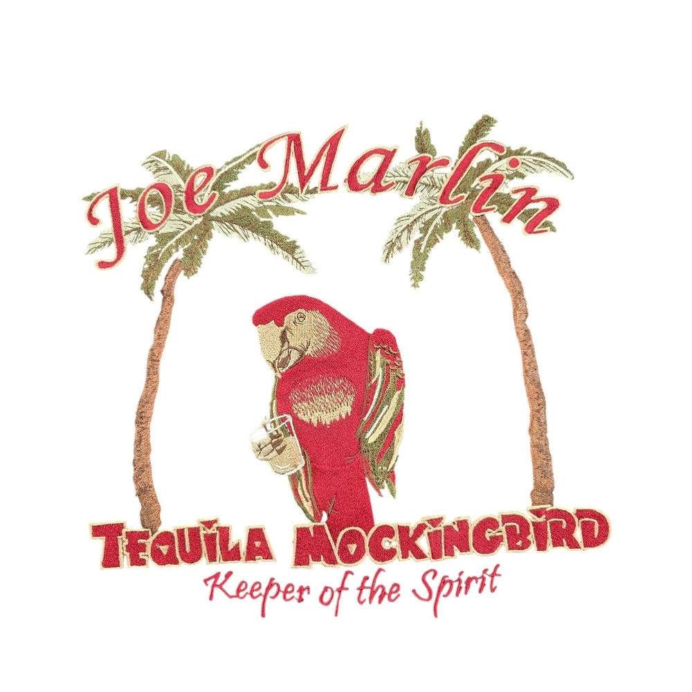 Joe Marlin Shirt Mens 2XL Black Short Sleeve Button Tequila Mockingbird Hawaiian